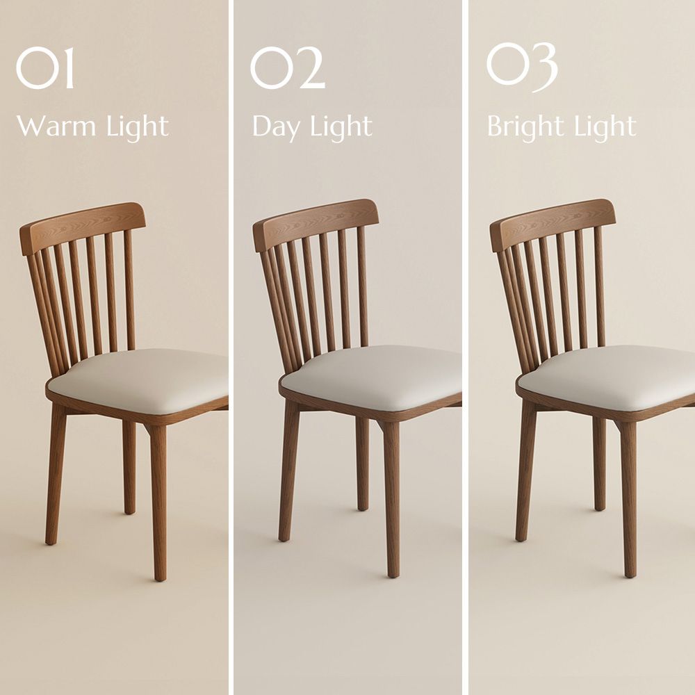 Side Chair Beige & Light Walnut PU Leather Dining Chairs