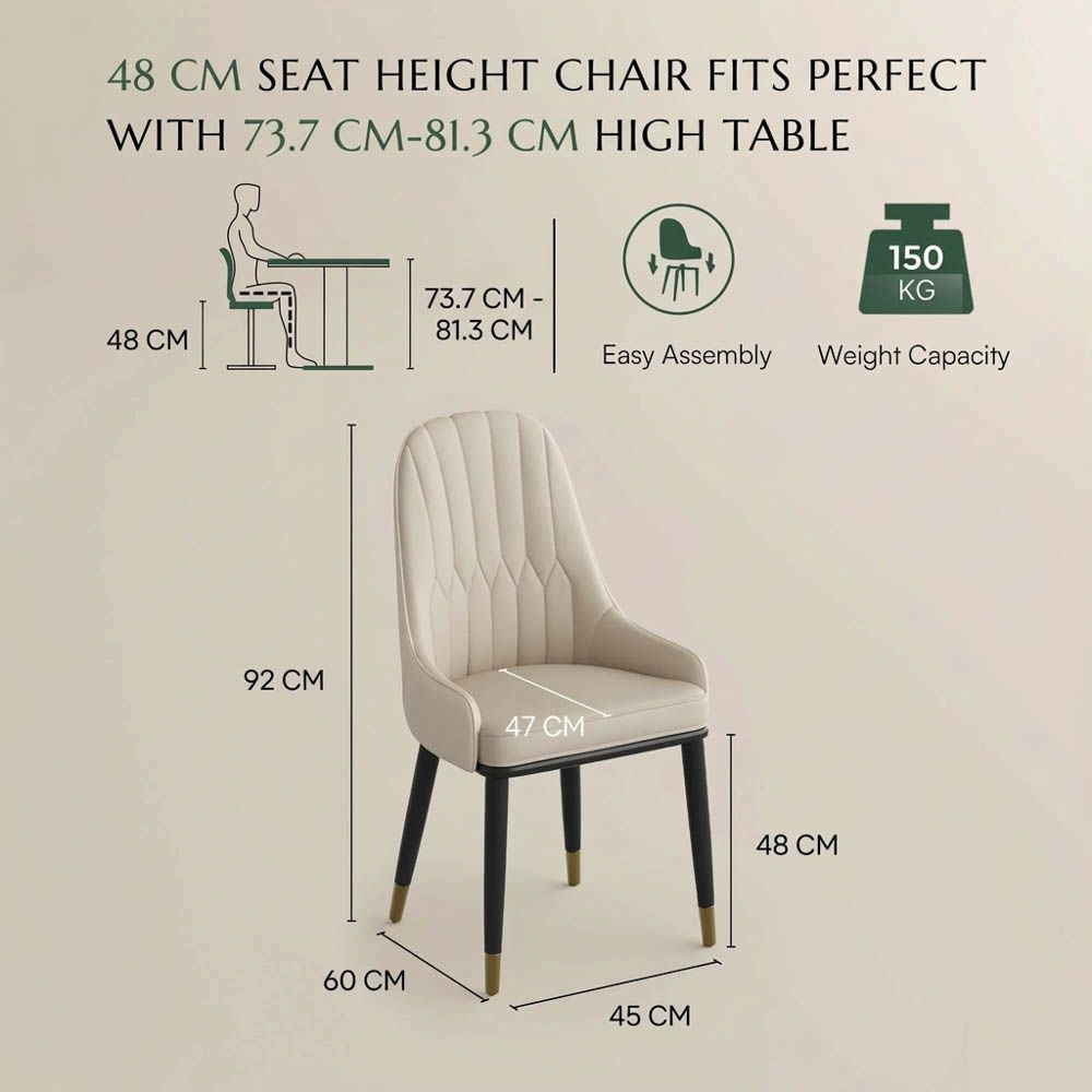 Easy Assembly Beige PU Leather Dining Chairs