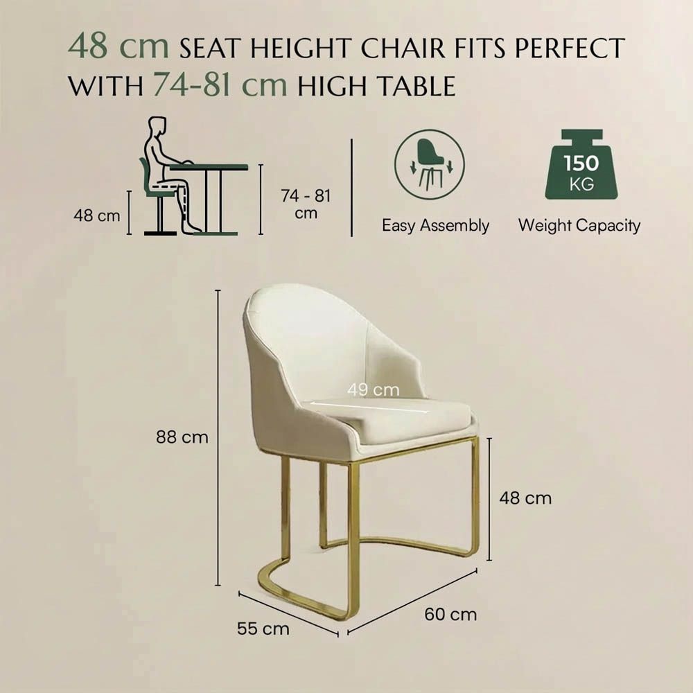 Beige Beige PU Leather Dining Chairs