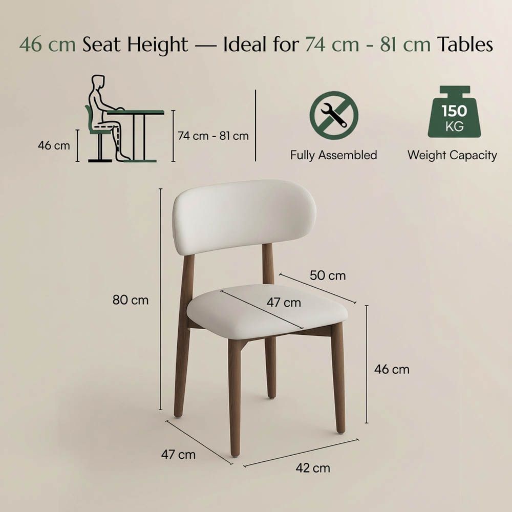 Open Back Beige & Walnut PU Leather Dining Chairs