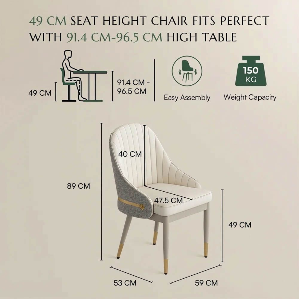 PU Leather Beige PU Leather & Cotton Linen Dining Chairs