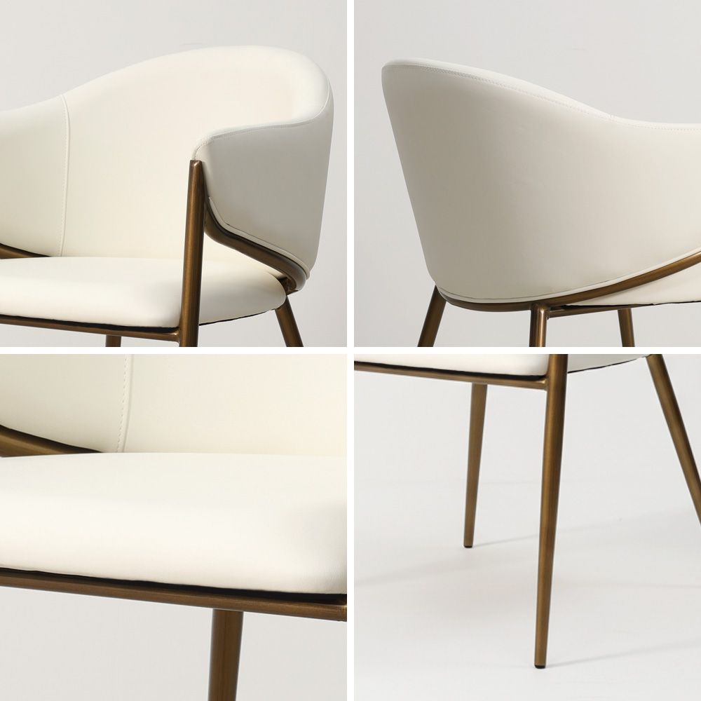 PU Leather Beige & Bronze PU Leather Dining Chairs