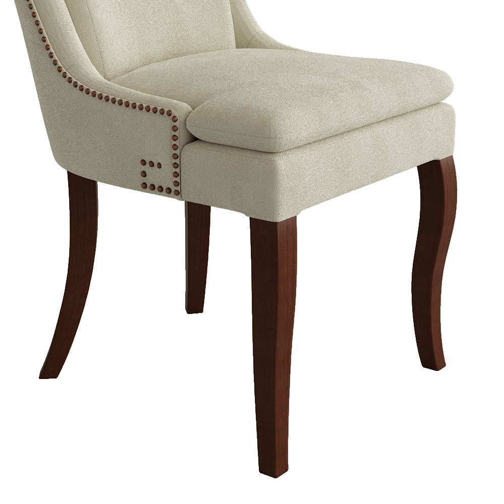 Side Chair Beige & Walnut Chenille Dining Chairs
