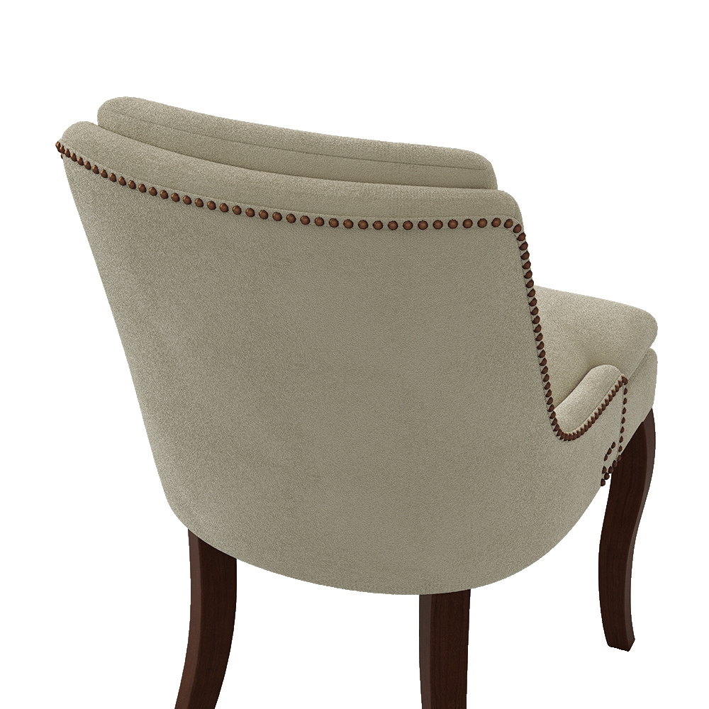 Farmhous Beige & Walnut Chenille Dining Chairs