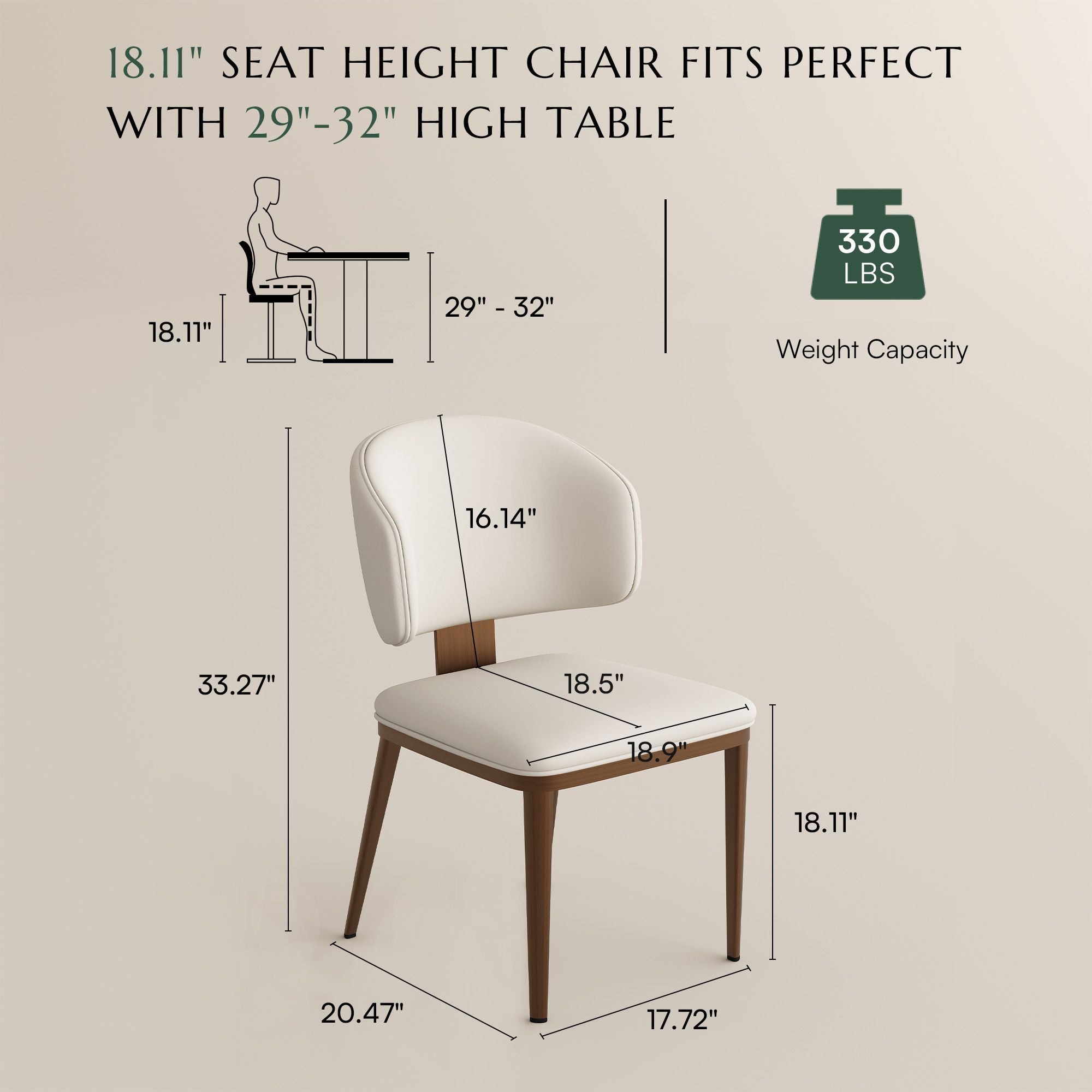 PU Leather Beige & Bronze PU Leather Dining Chairs