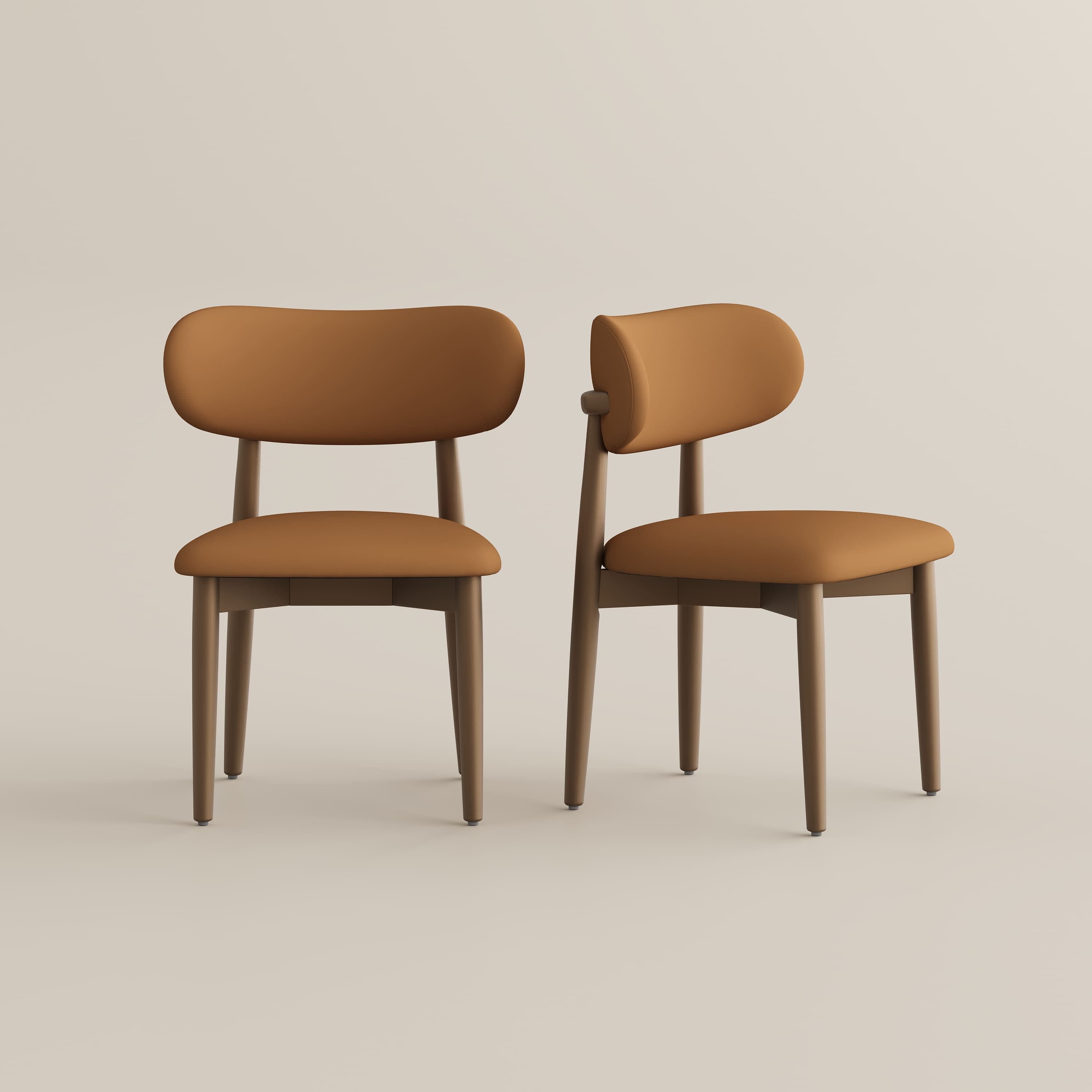 Fully Assembled Orange & Bronze PU Leather Dining Chairs