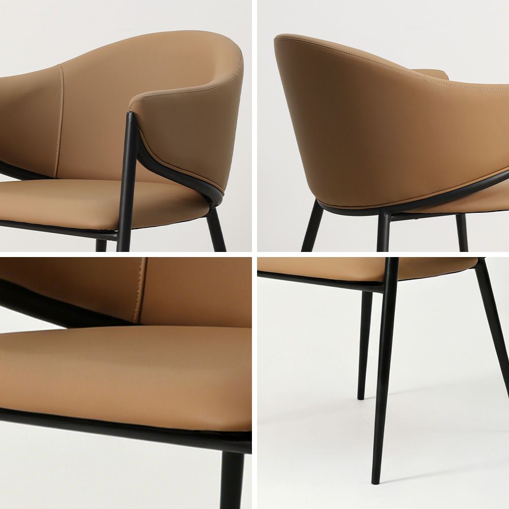 Fully Assembled Brown & Black PU Leather Dining Chairs