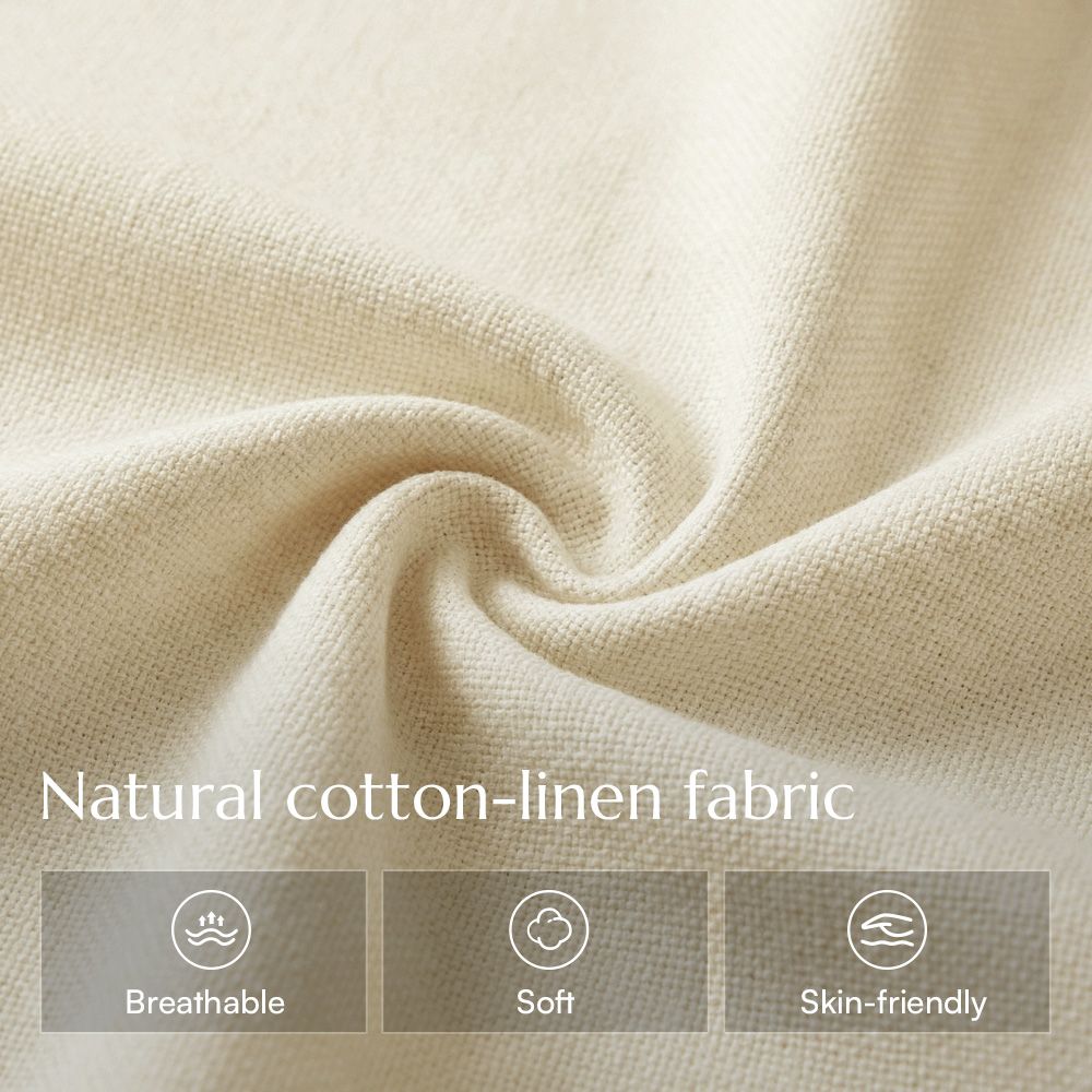 Armchair Beige & Bronze Cotton Linen Dining Chairs