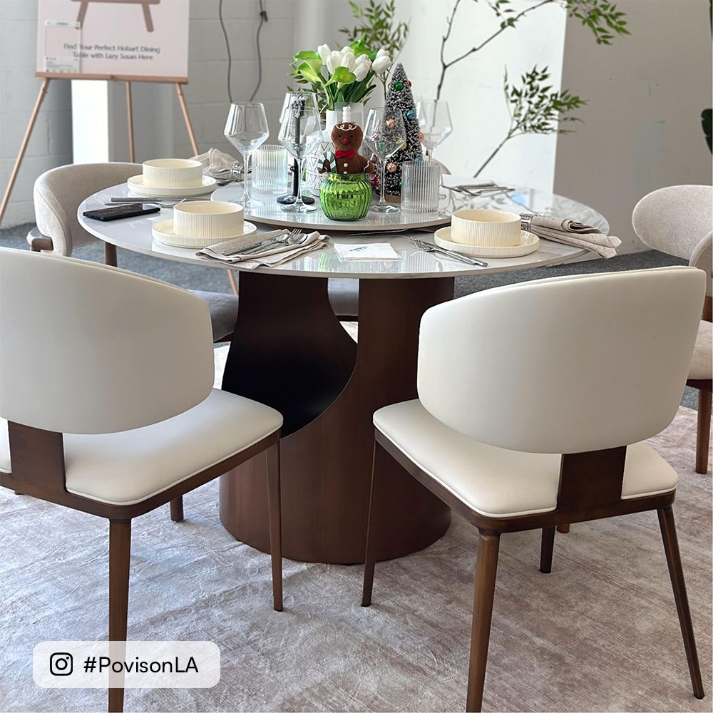 Carbon Steel Beige & Bronze PU Leather Dining Chairs