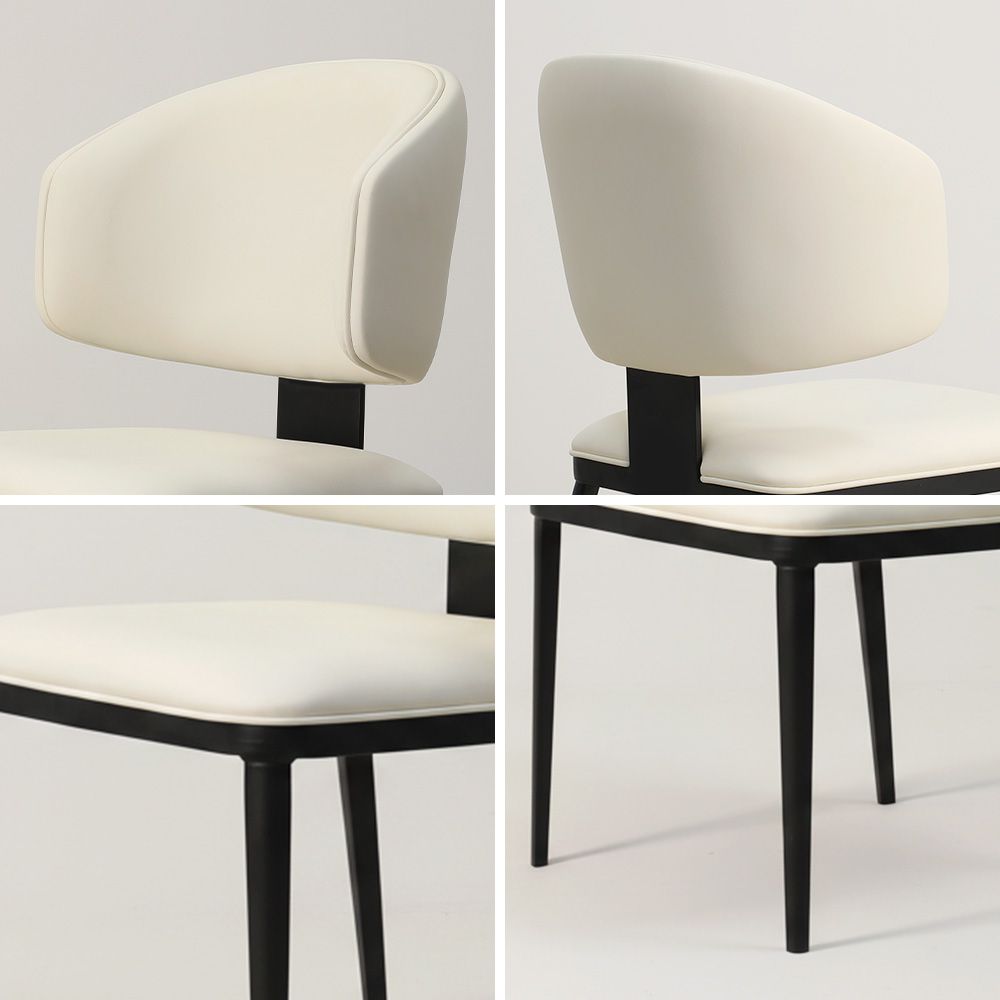 Modern Beige & Black PU Leather Dining Chairs