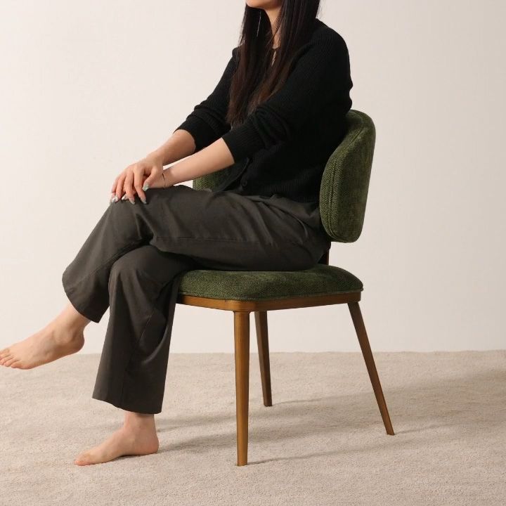 Cotton Linen Green & Bronze Cotton Linen Dining Chairs