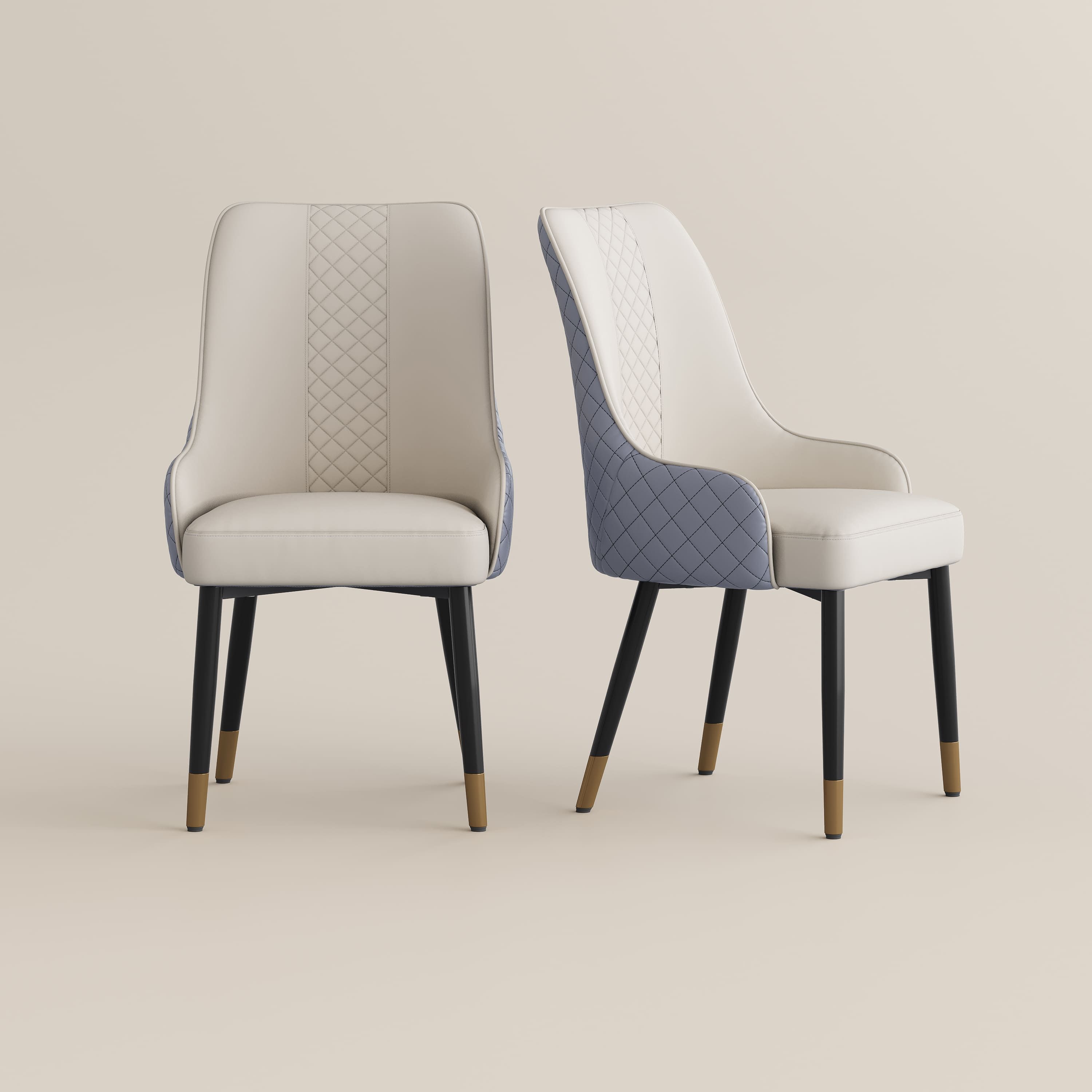 PU Leather Gray & Light Gray PU Leather Dining Chairs