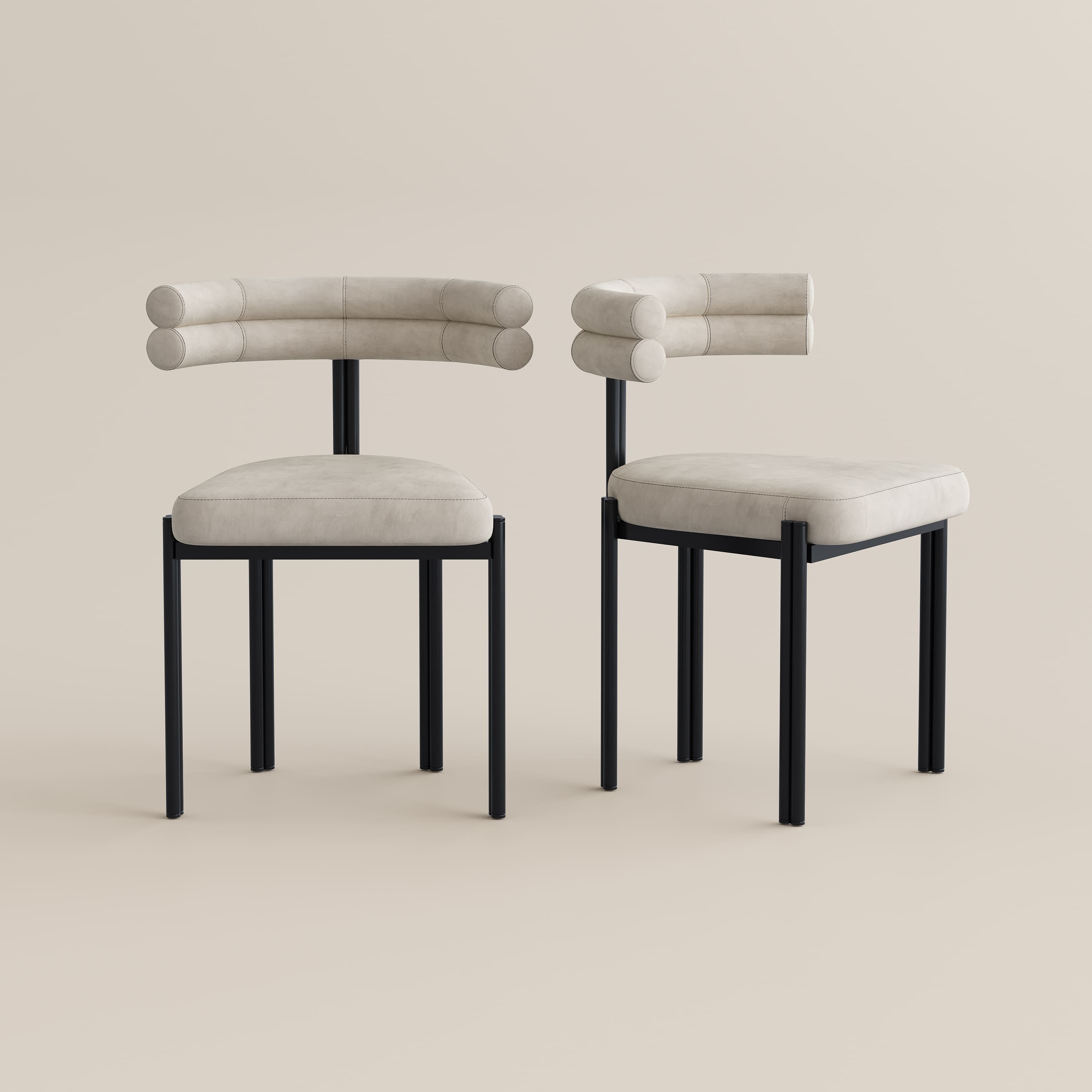 Fully Assembled White & Black Velvet Dining Chairs