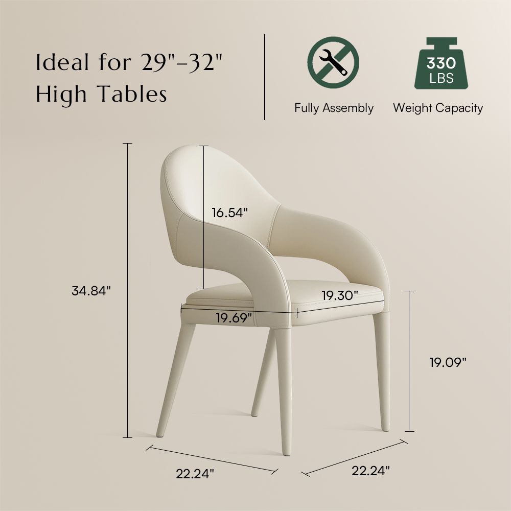 Armchair Beige PU Leather Dining Chairs