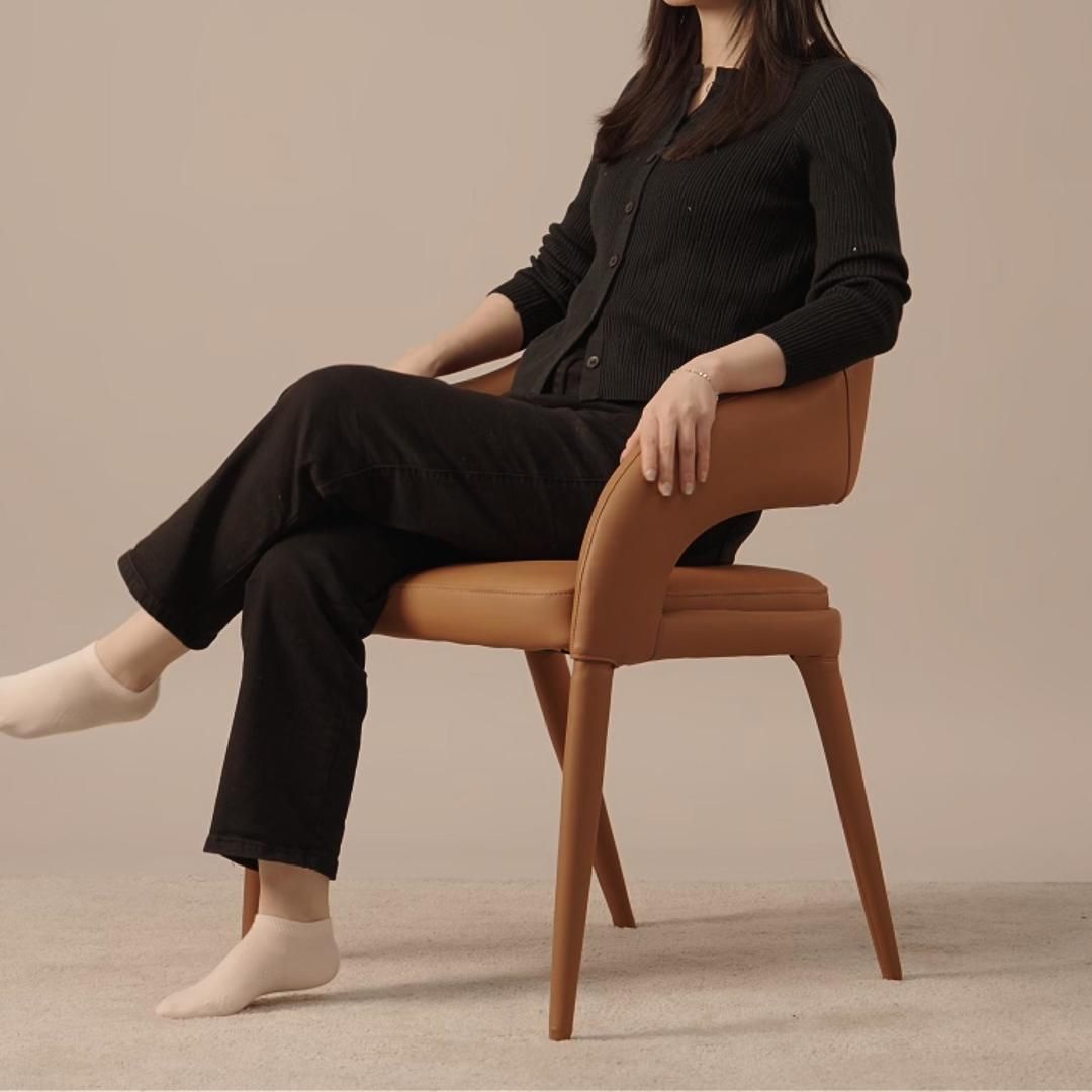 Upholstered Brown PU Leather Dining Chairs