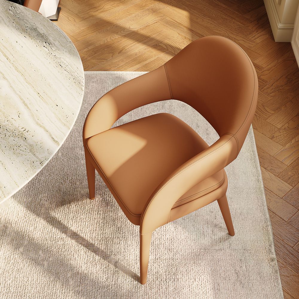 Iron Brown PU Leather Dining Chairs