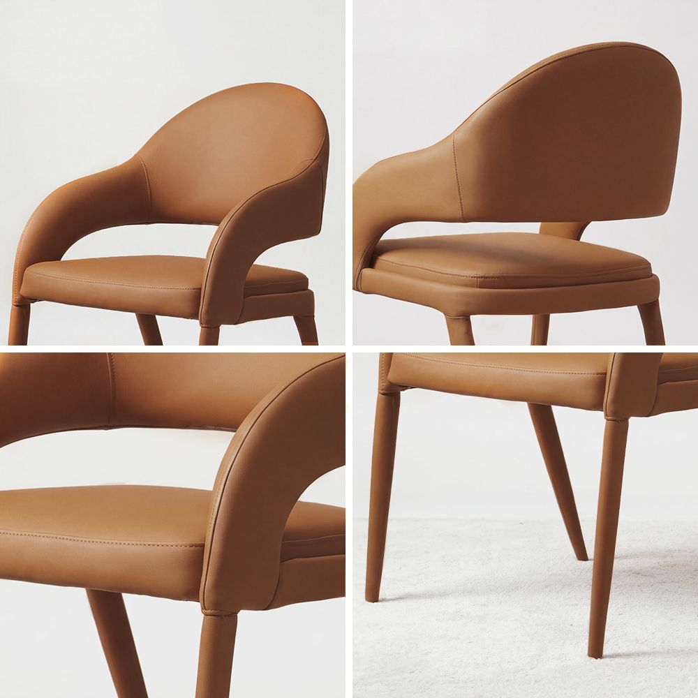 Upholstered Brown PU Leather Dining Chairs