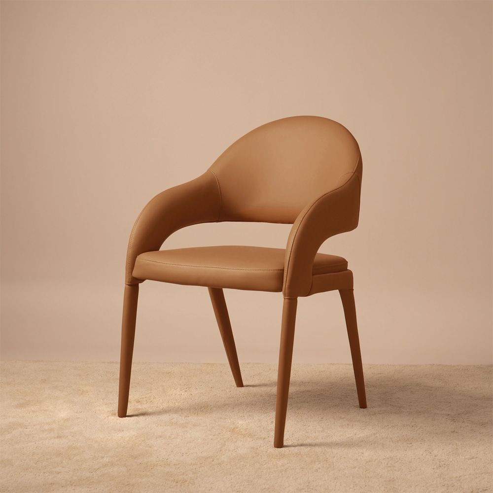 Upholstered Brown PU Leather Dining Chairs