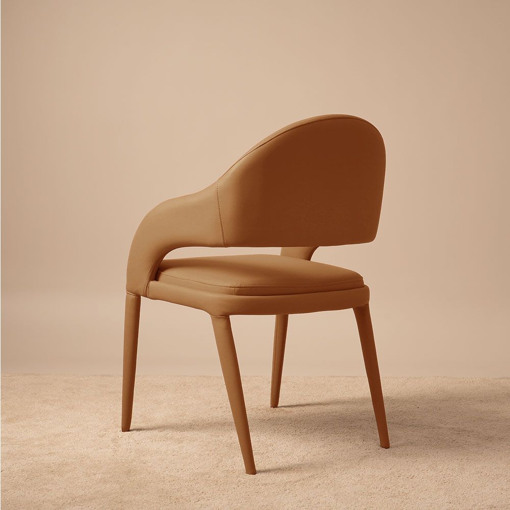 Fully Assembled Brown PU Leather Dining Chairs