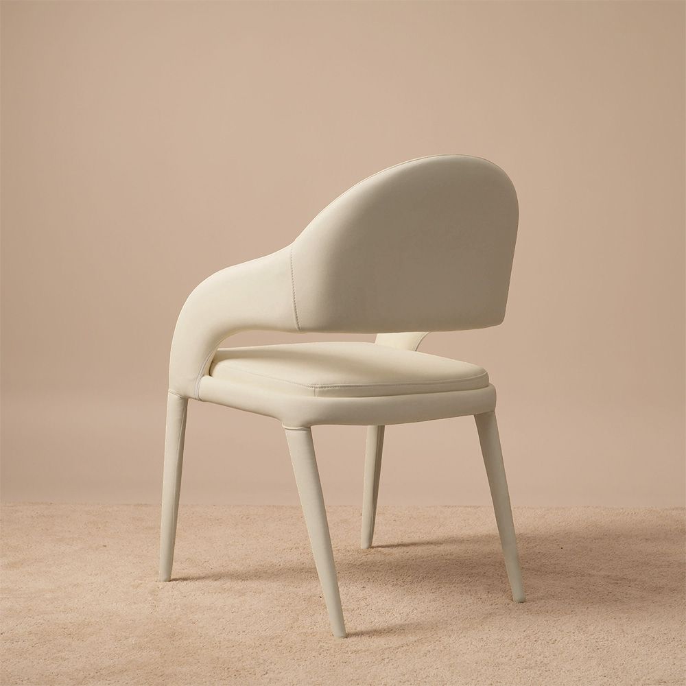 Beige Beige PU Leather Dining Chairs