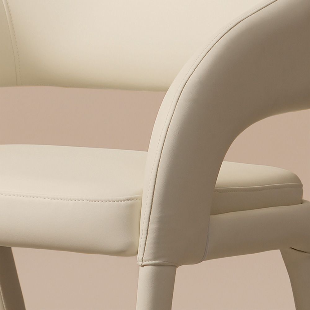Beige Beige PU Leather Dining Chairs