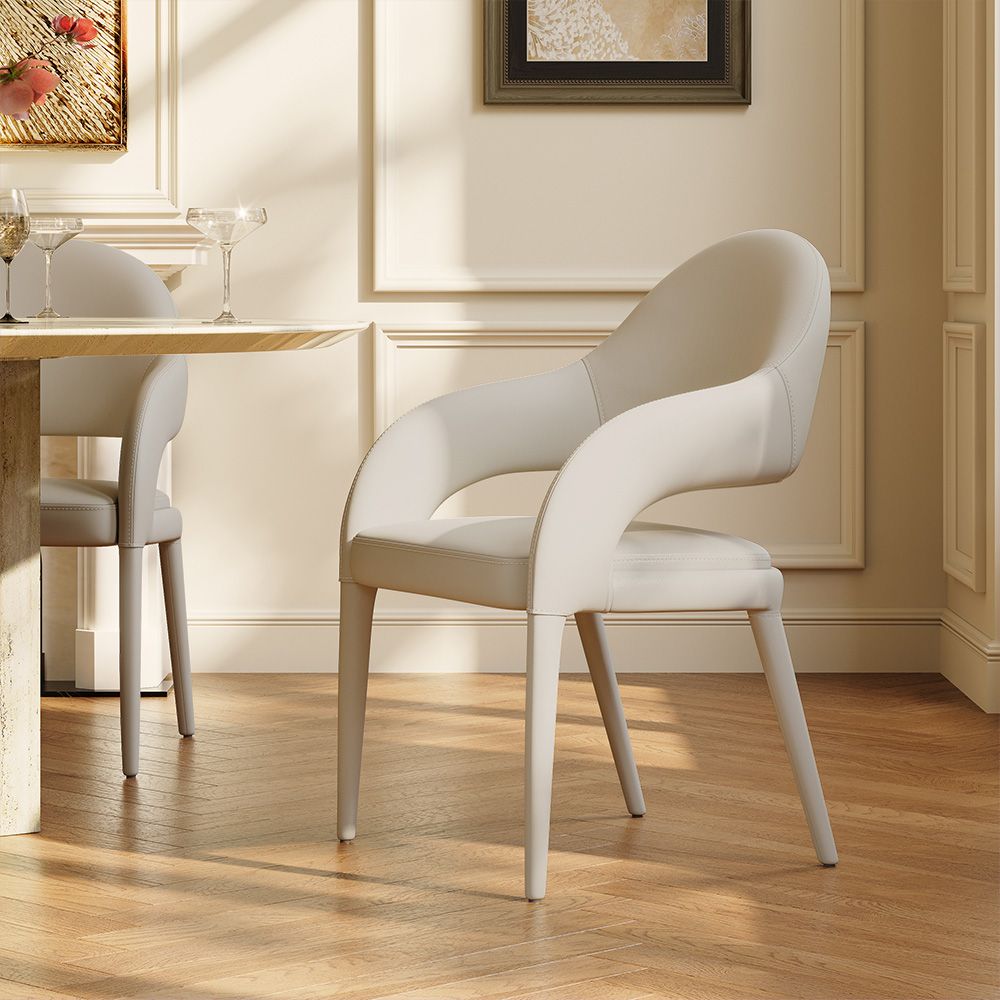 Fully Assembled Beige PU Leather Dining Chairs