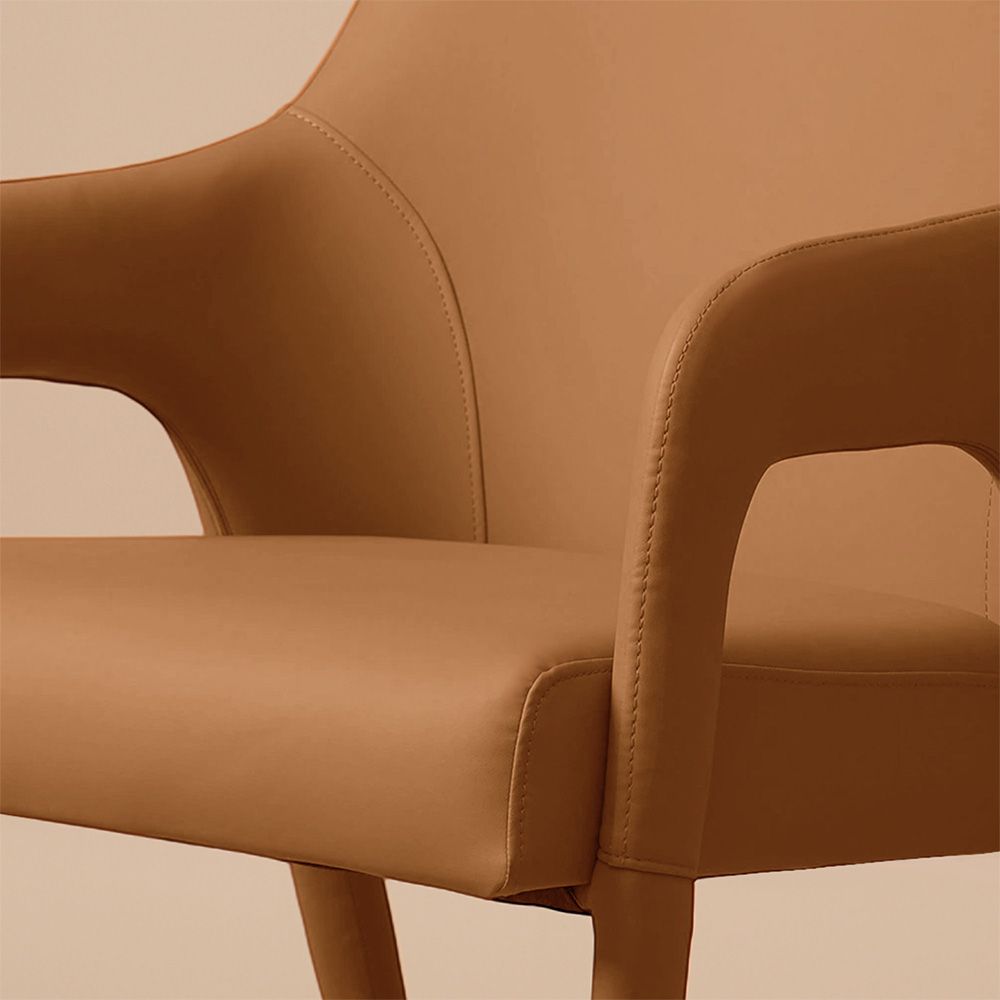 PU Leather Beige PU Leather Dining Chairs