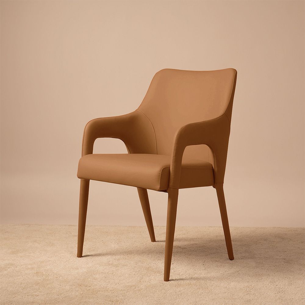 Armchair Beige PU Leather Dining Chairs