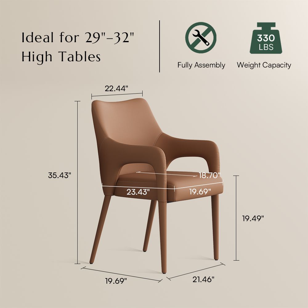 Iron Beige PU Leather Dining Chairs