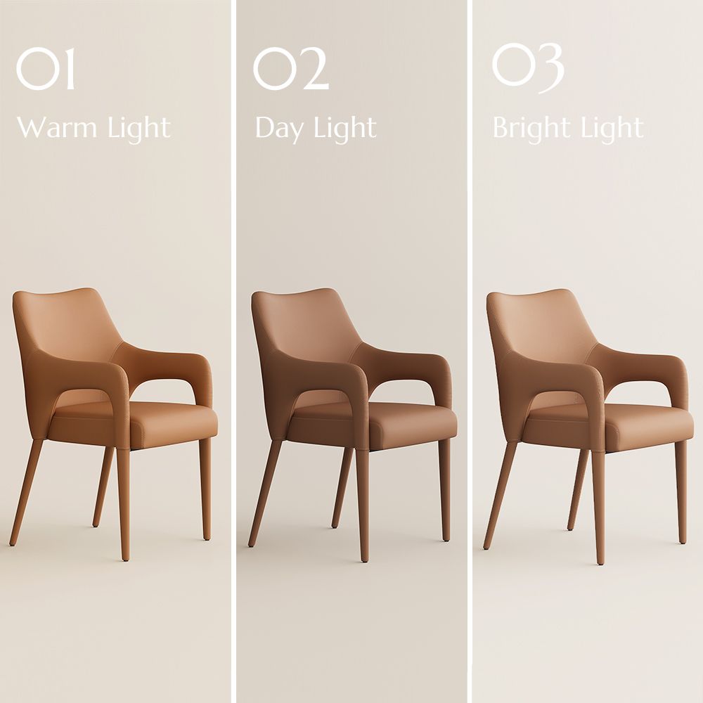 Beige Beige PU Leather Dining Chairs