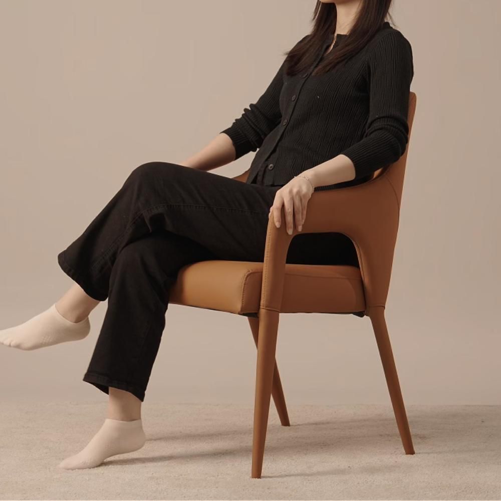 Brown Beige PU Leather Dining Chairs