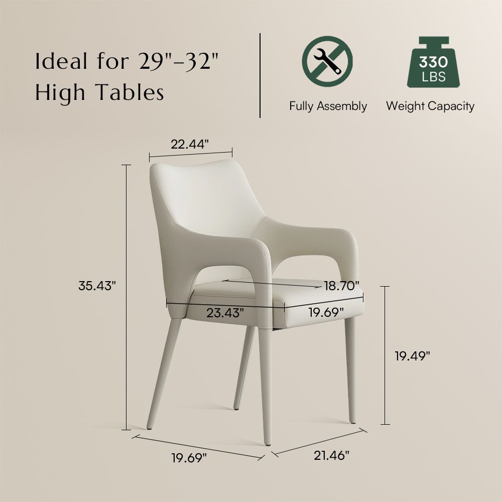 Beige Beige PU Leather Dining Chairs