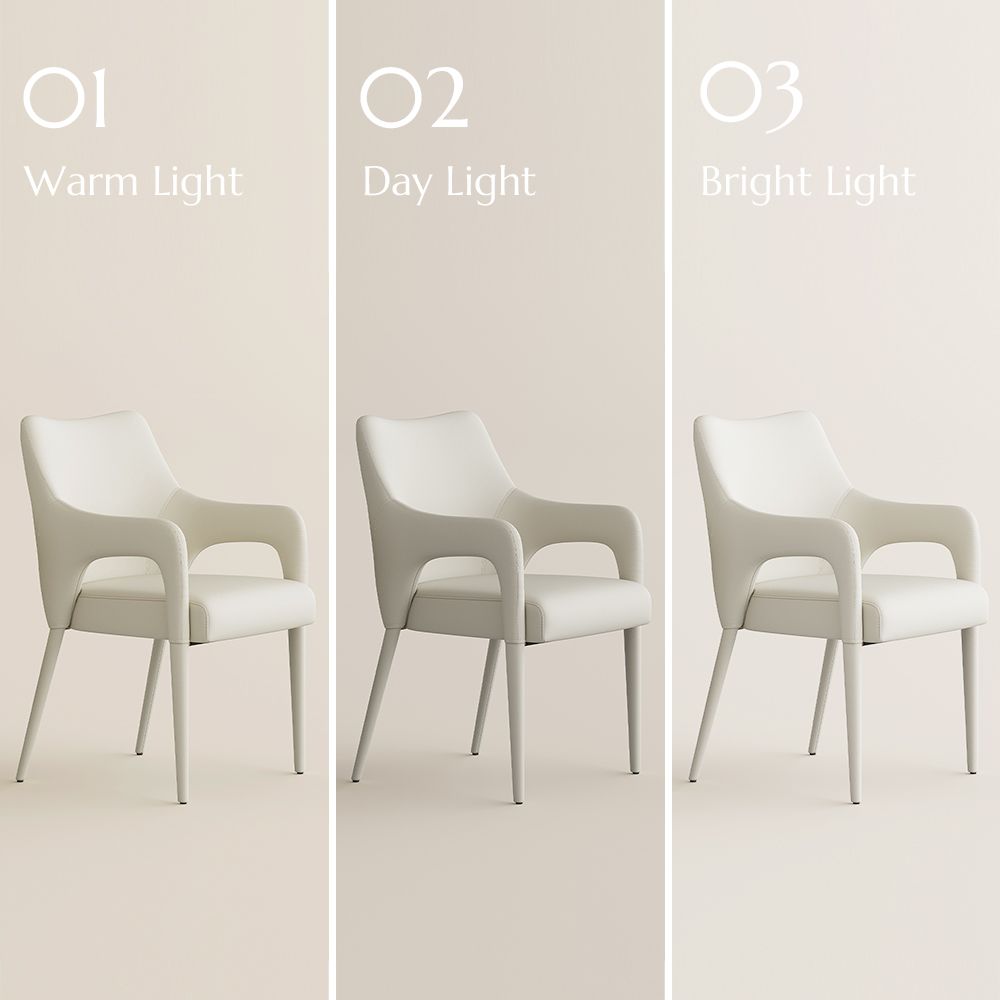 Mid-Century Modern Beige PU Leather Dining Chairs