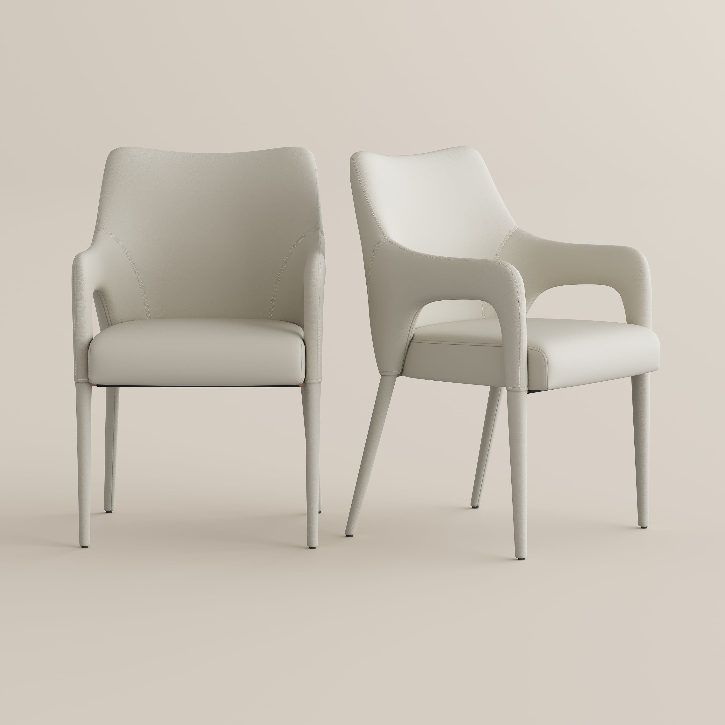 Iron Beige PU Leather Dining Chairs