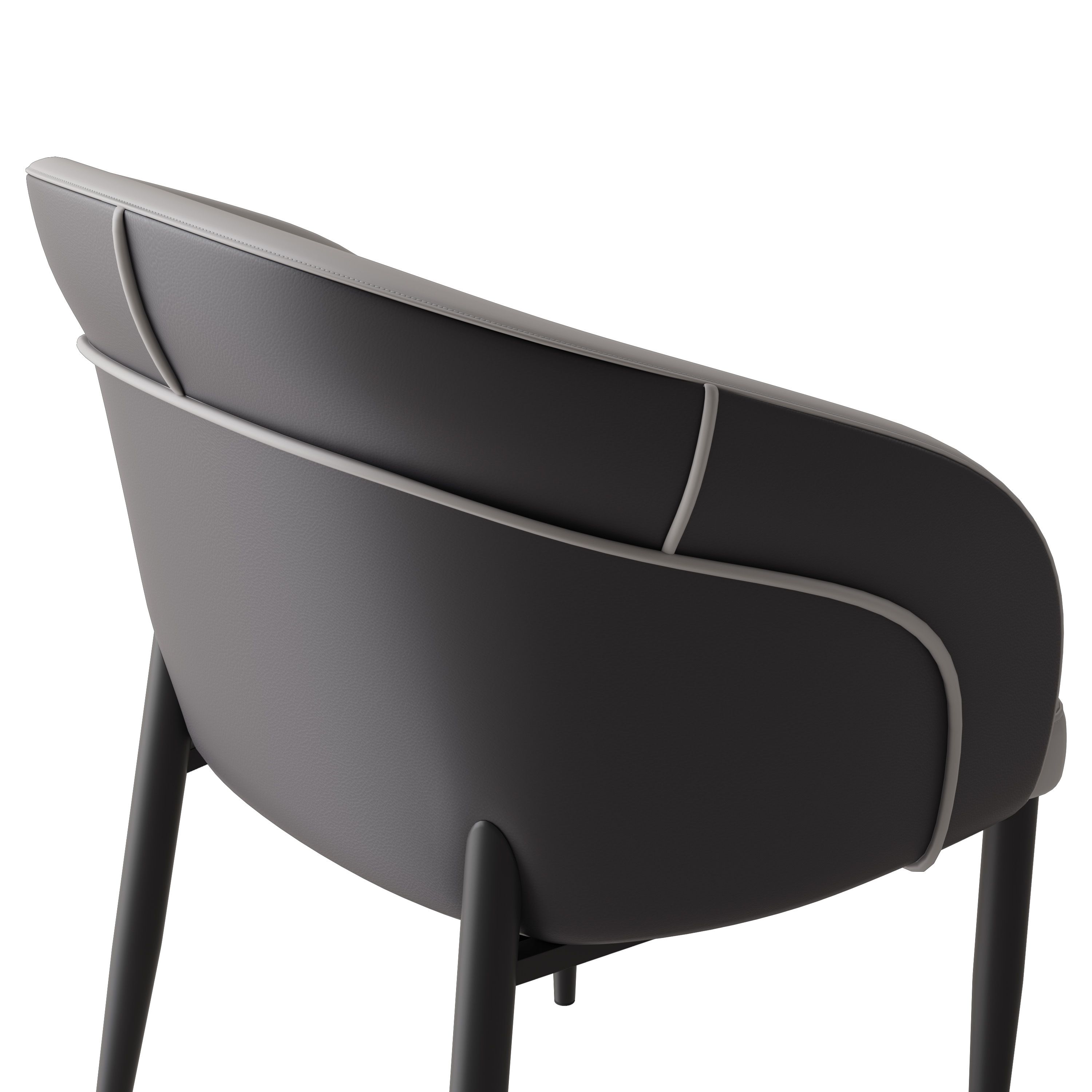 Carbon Steel Light Gray & Gray PU Leather Dining Chairs