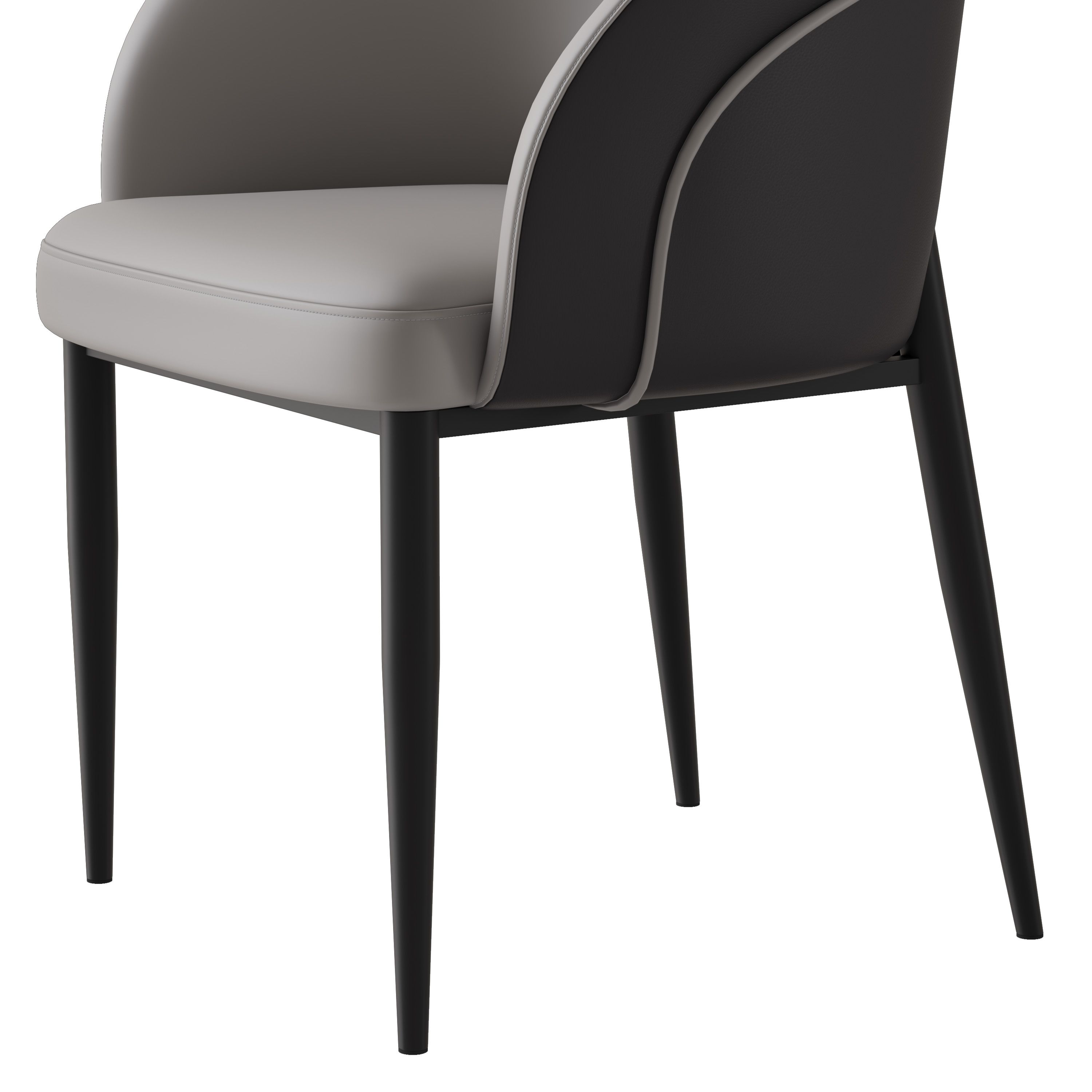 Easy Assembly Light Gray & Gray PU Leather Dining Chairs