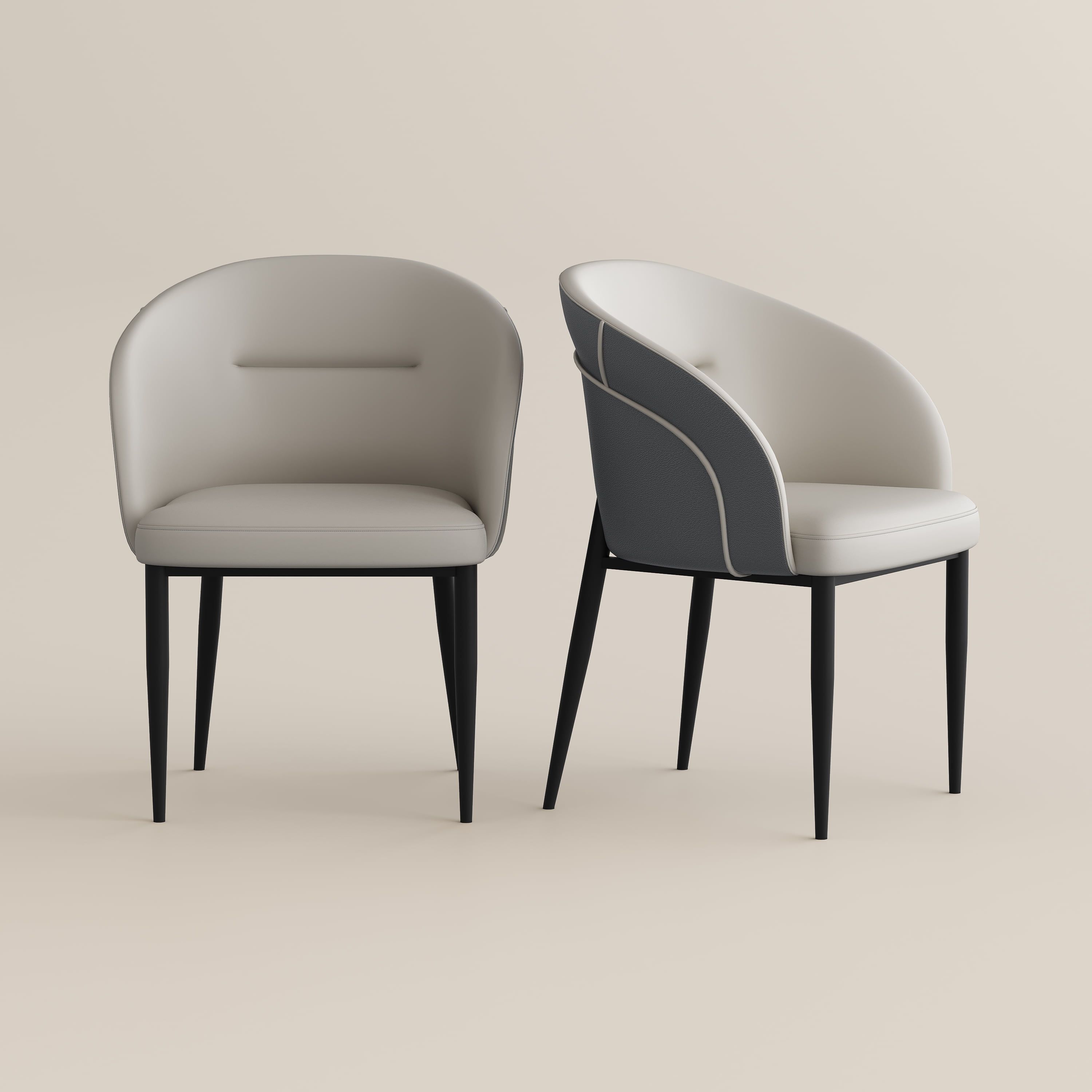 PU Leather Light Gray & Gray PU Leather Dining Chairs