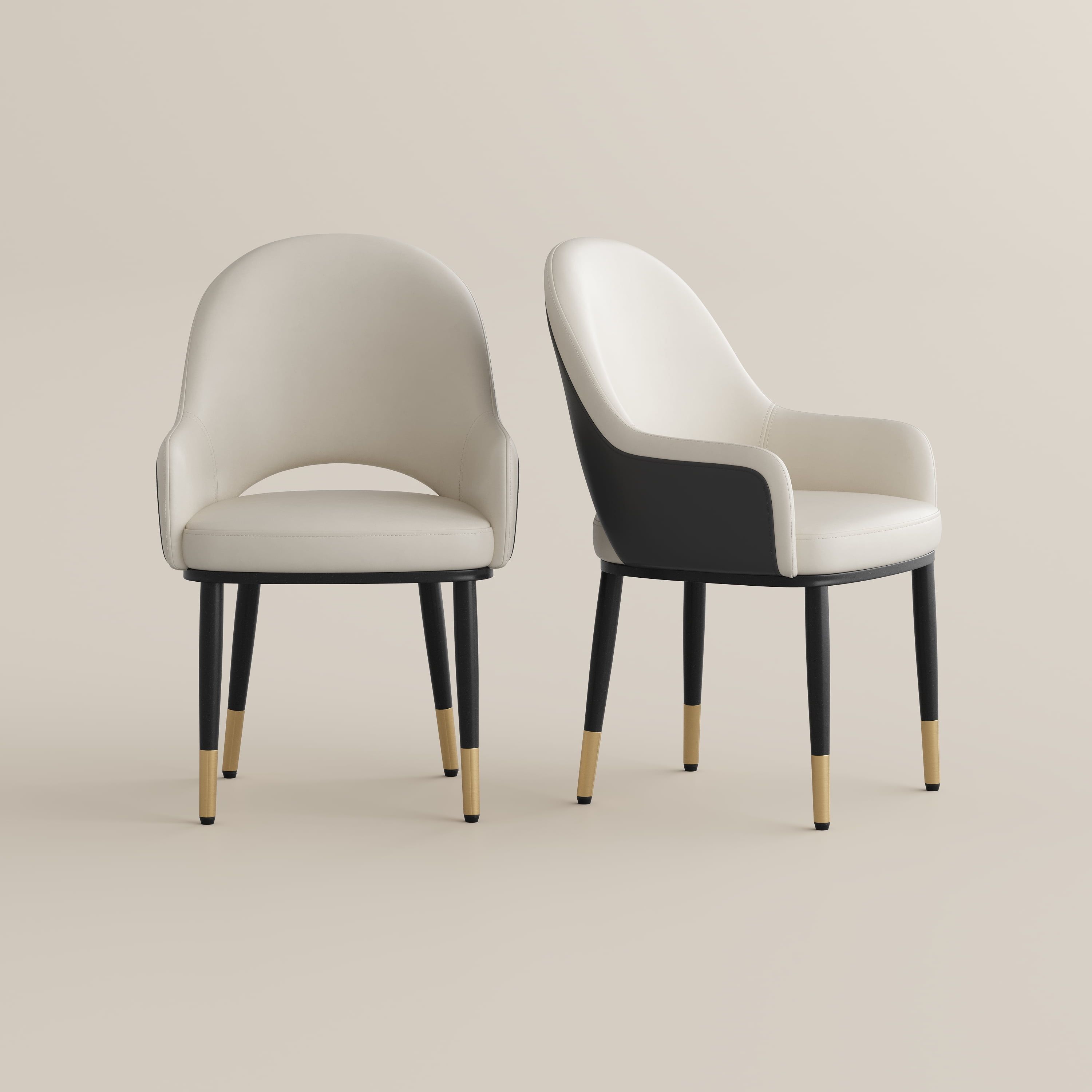 Modern Beige & Gray PU Leather Dining Chairs