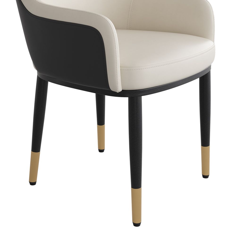 Armchair Beige & Gray PU Leather Dining Chairs