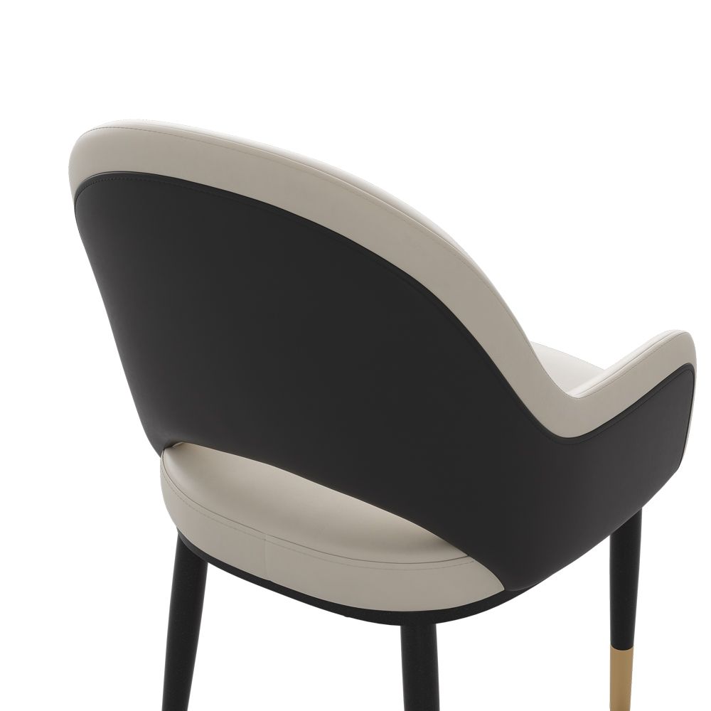 Cutout Back Beige & Gray PU Leather Dining Chairs