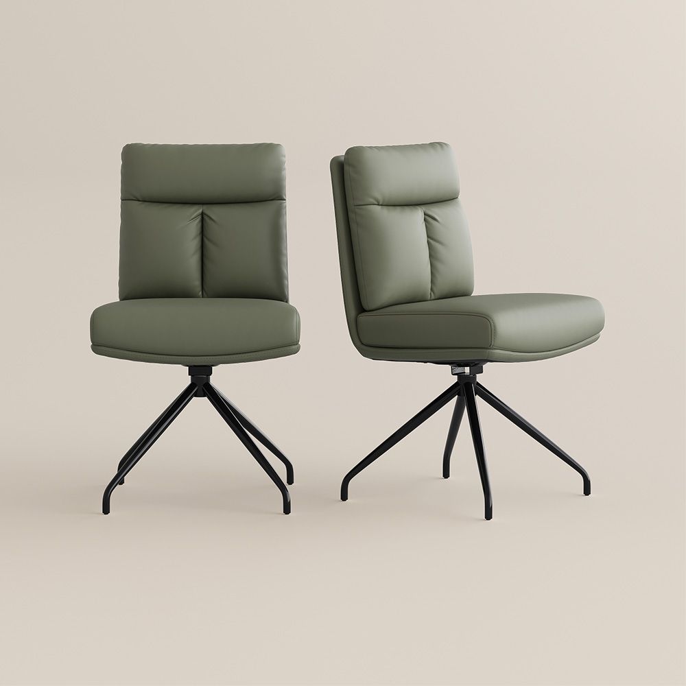 PU Leather Green PU Leather Dining Chairs