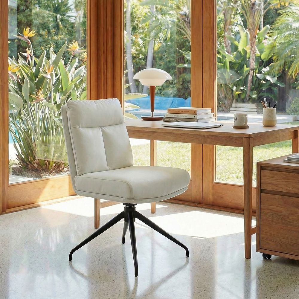 Green White PU Leather Dining Chairs