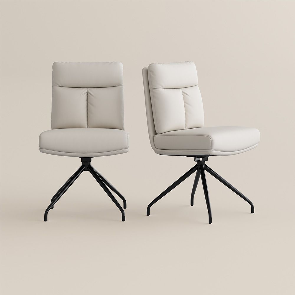 Minimalist White PU Leather Dining Chairs