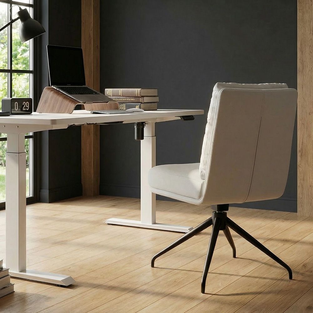 Stainless Steel White PU Leather Dining Chairs