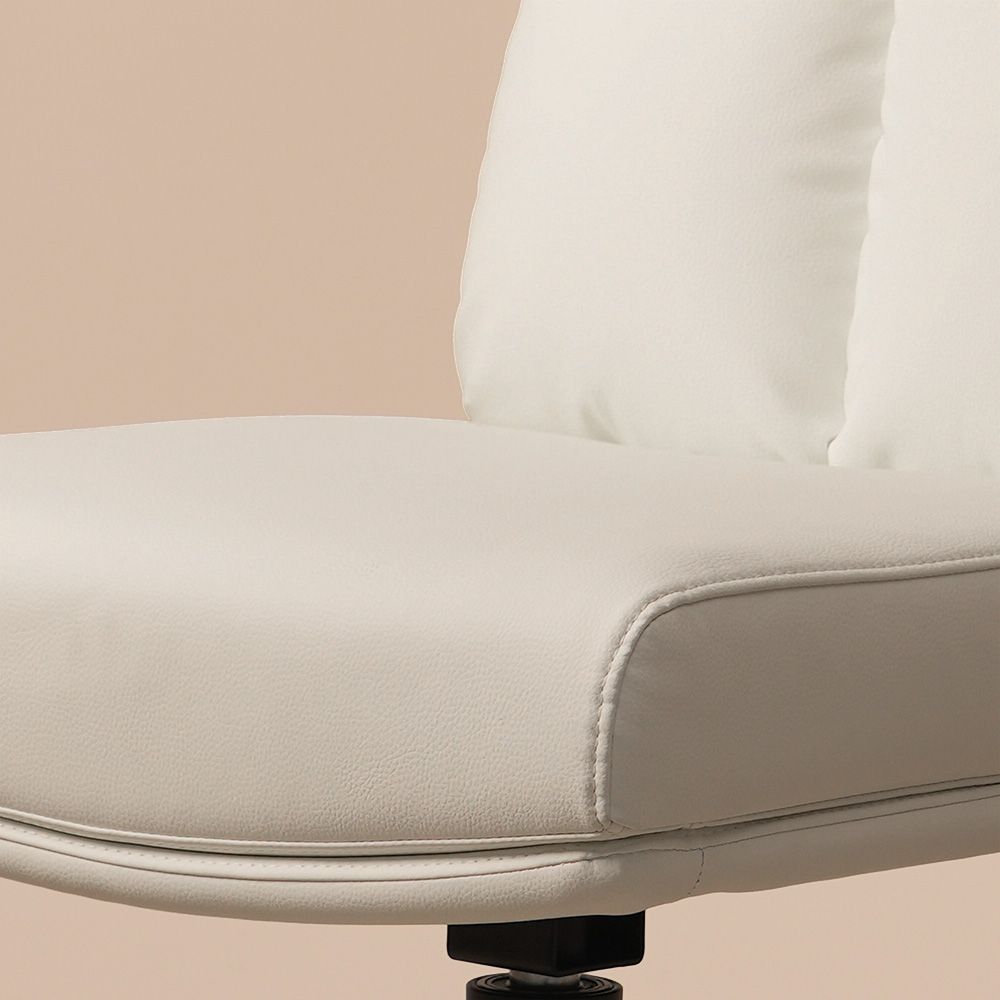 Beige White PU Leather Dining Chairs