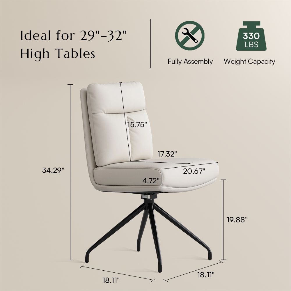Green White PU Leather Dining Chairs