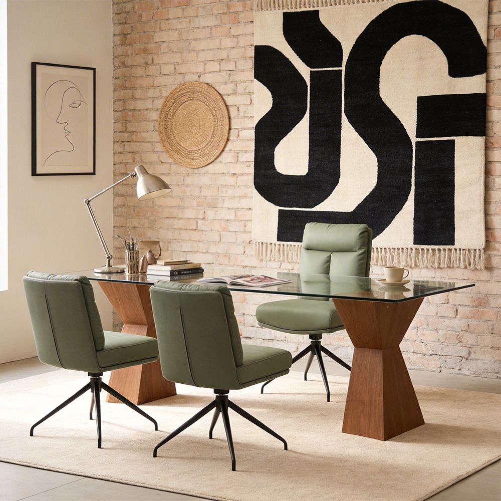 Green Green PU Leather Dining Chairs