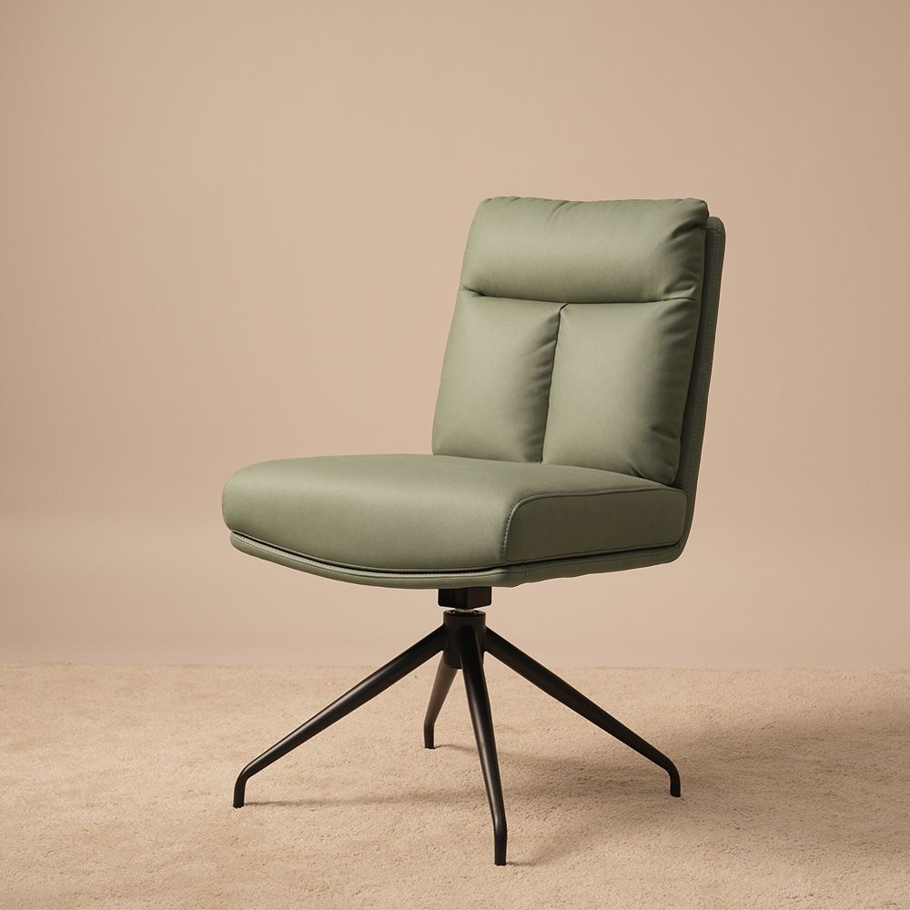 Stainless Steel Green PU Leather Dining Chairs