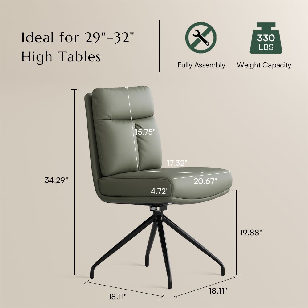 Green Green PU Leather Dining Chairs