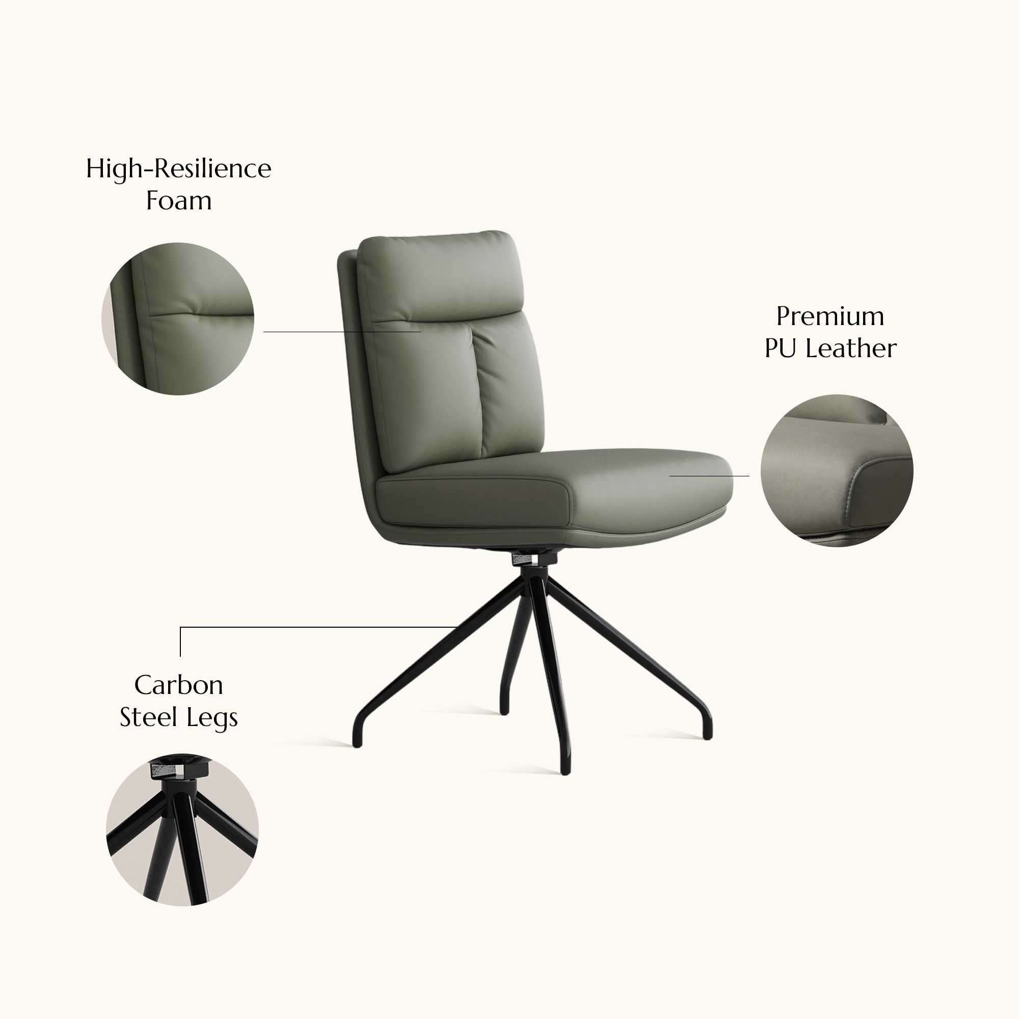 Fully Assembled Green PU Leather Dining Chairs